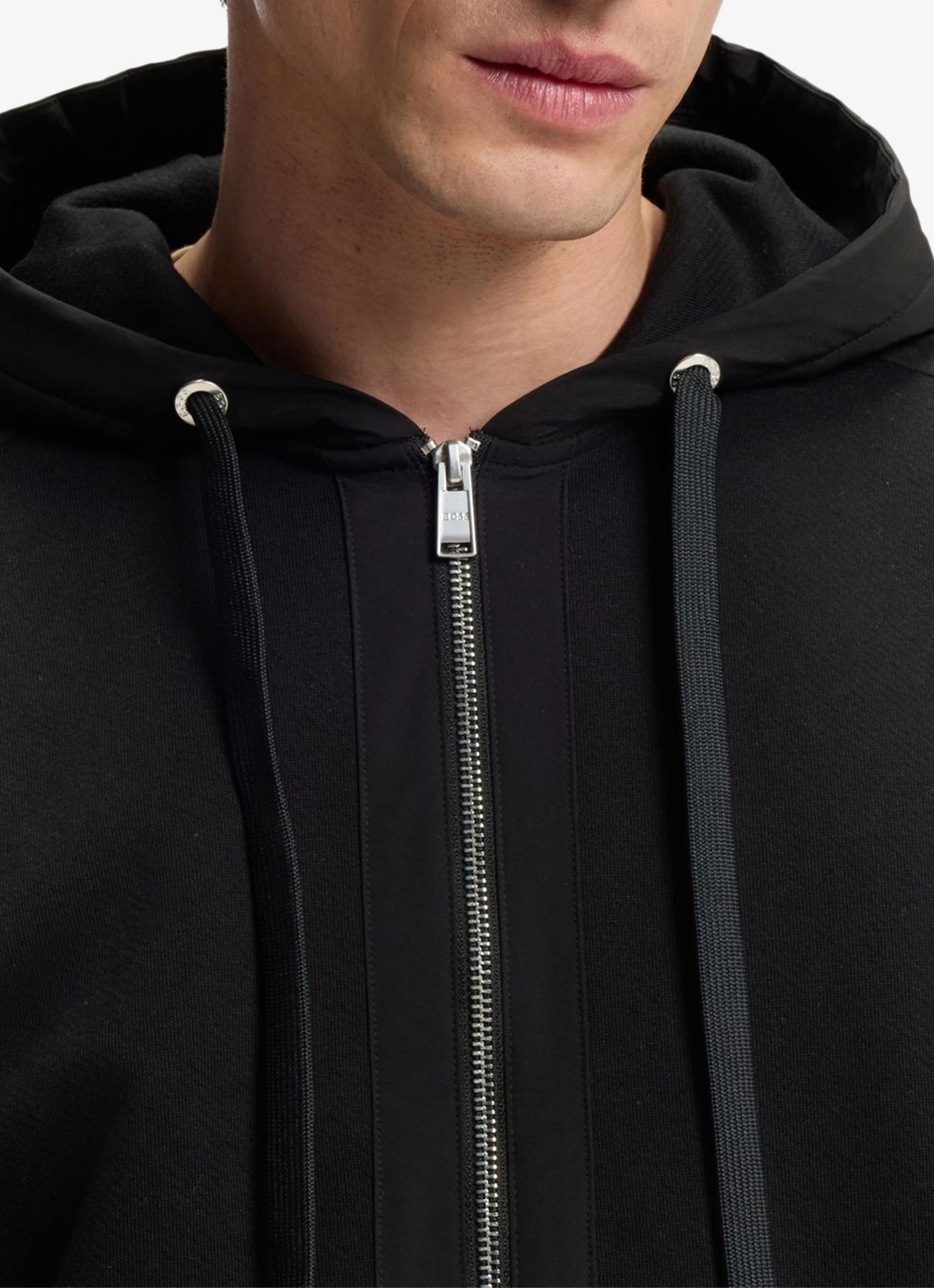 BOSS Sweatvest met capuchon - detail 4 zwart