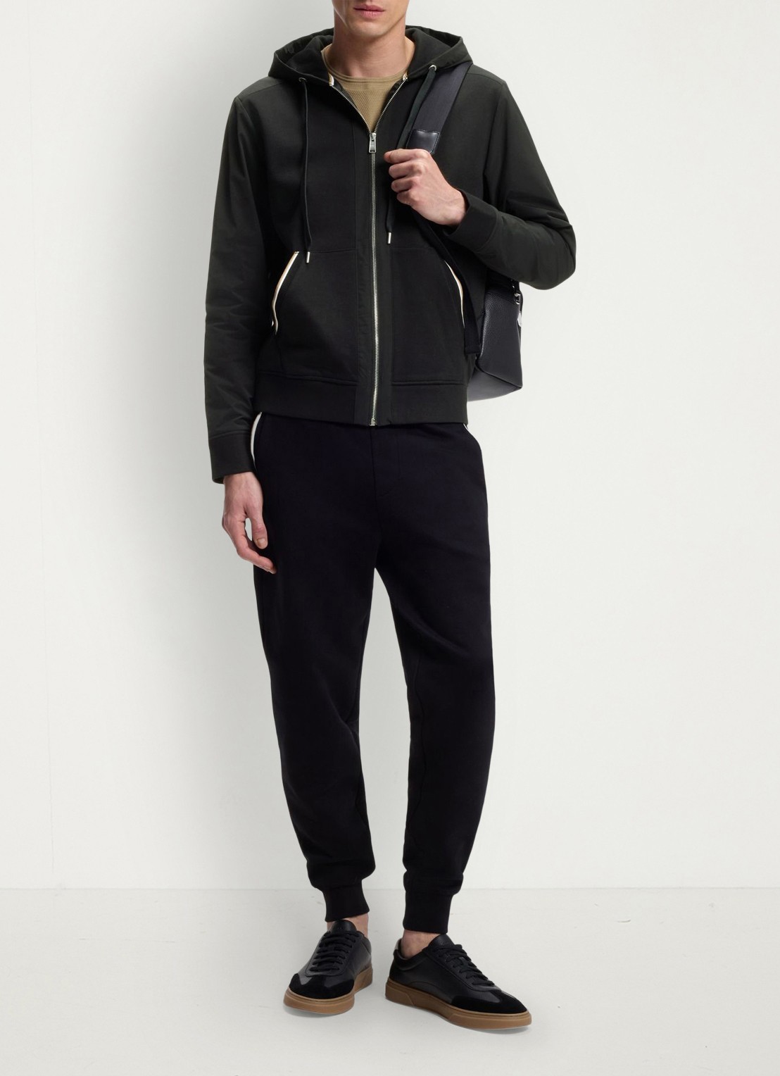BOSS Sweatvest met capuchon - voorkant 2 zwart