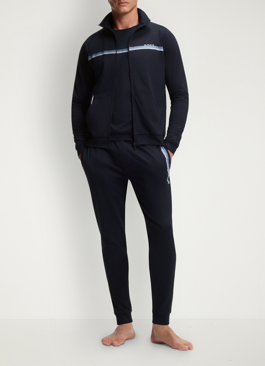 BOSS Sweatvest met logo - voorkant 2 donkerblauw