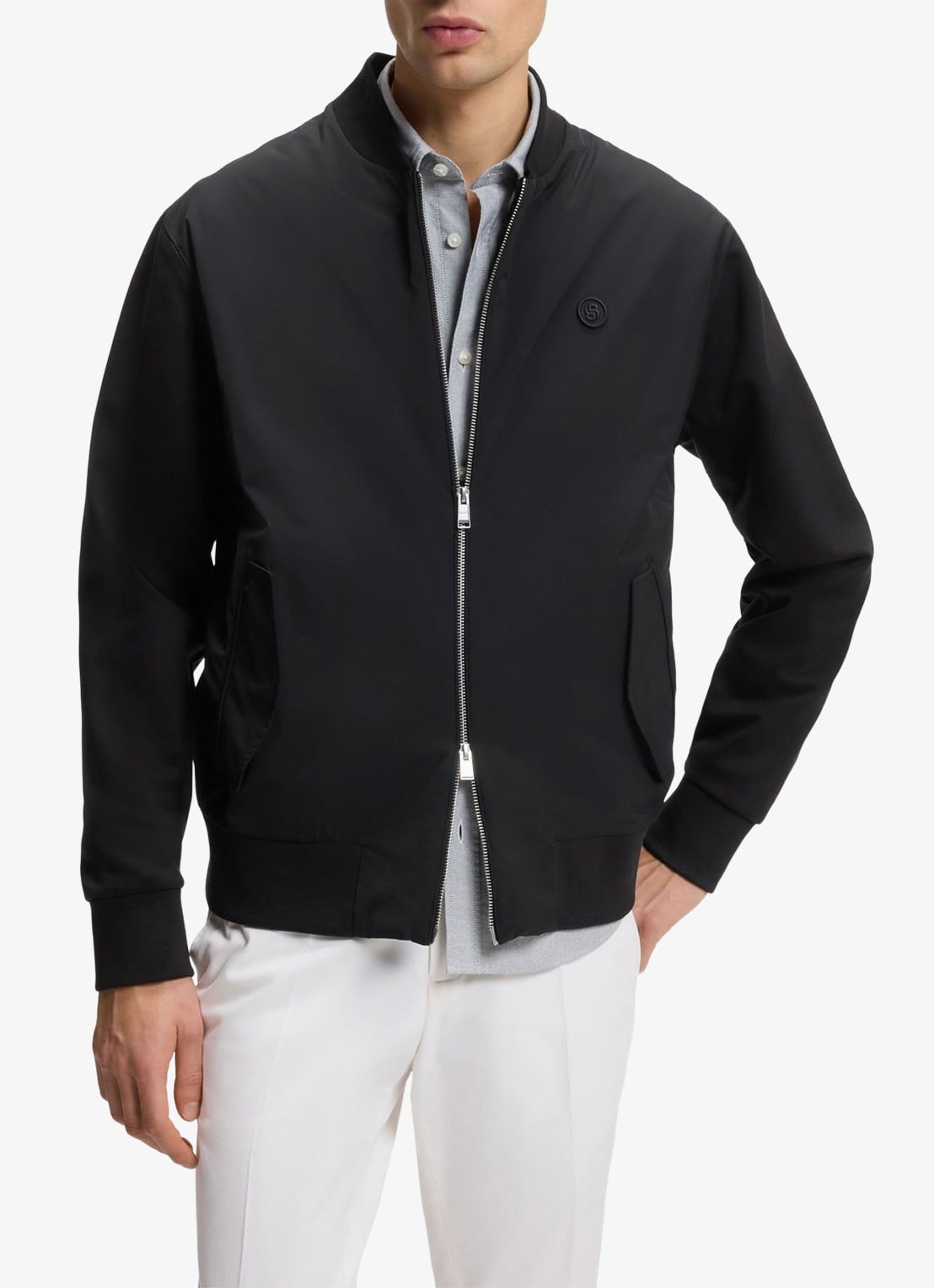 BOSS Sweatvest met logo - detail zwart