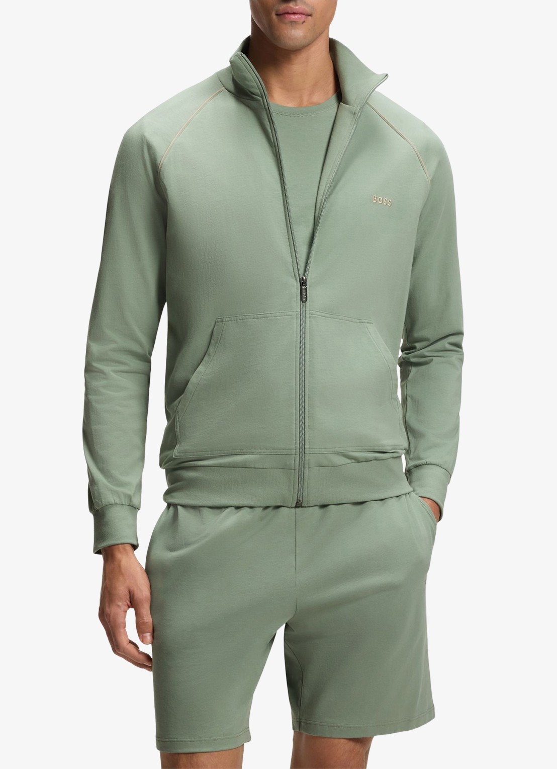 BOSS Sweatvest met logoborduring - detail 4 lichtgroen