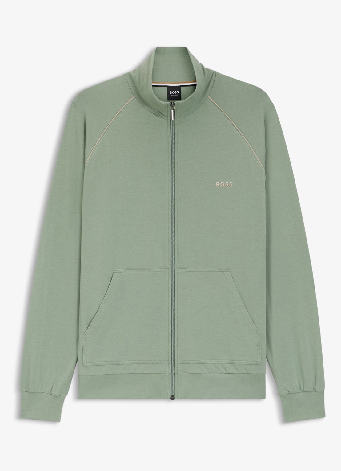 BOSS Sweatvest met logoborduring - voorkant 2 lichtgroen