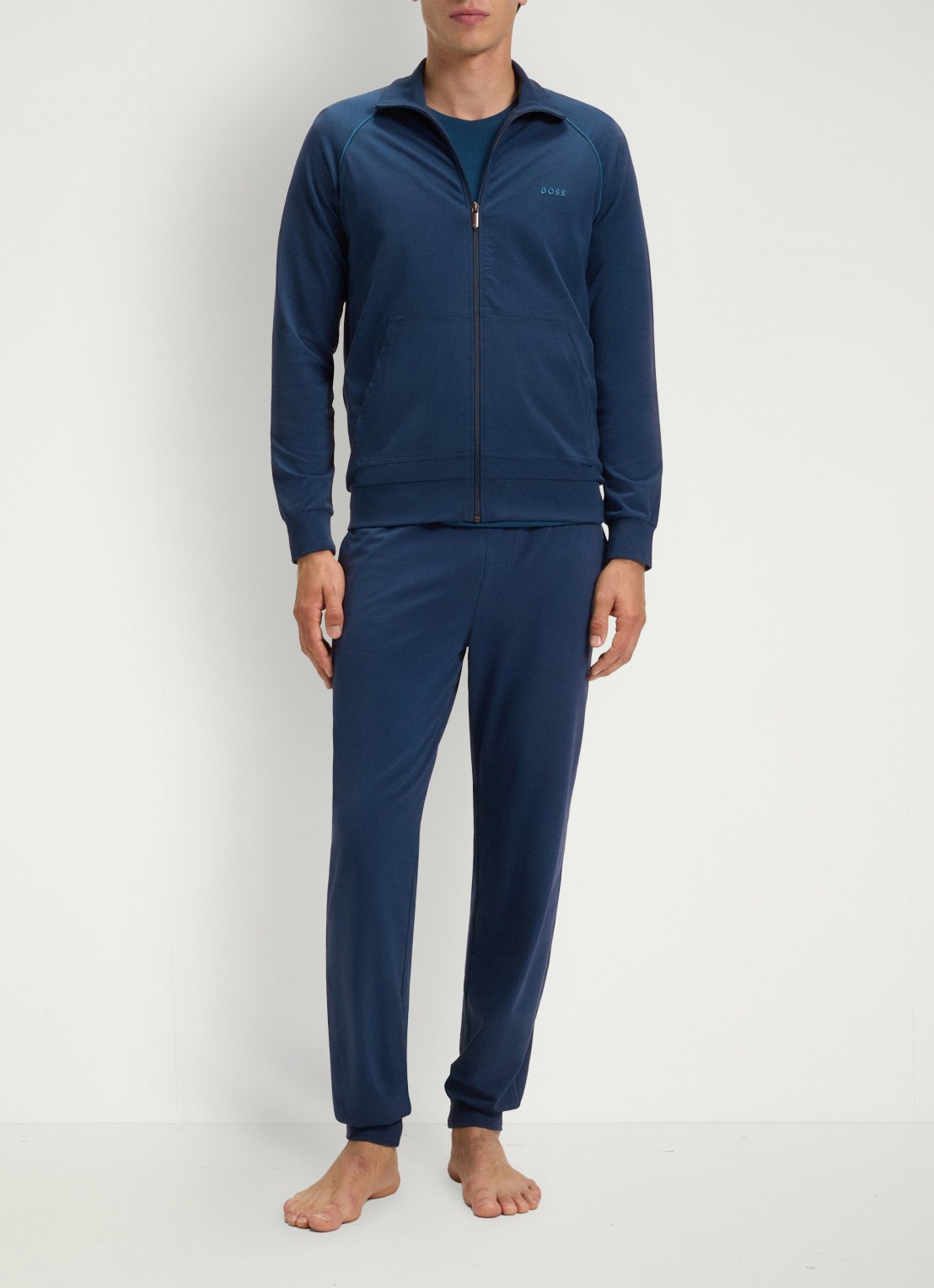 BOSS Sweatvest met logoborduring - voorkant 5 open blue-480 / blauw