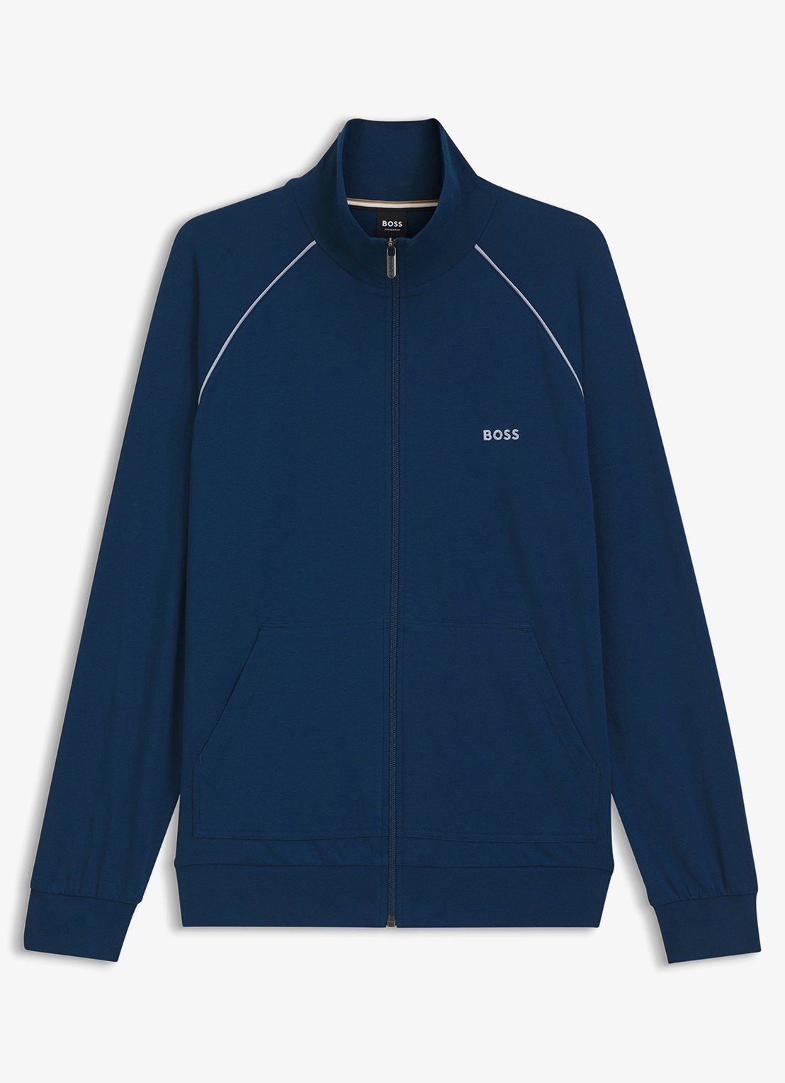 BOSS Sweatvest met logoborduring - voorkant turquoise/aqua-444 / blauw