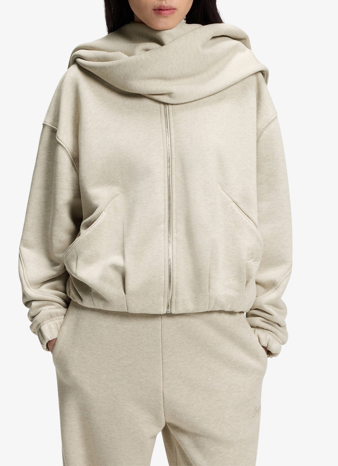 BOSS Sweatvest met ritssluiting - detail 3 beige