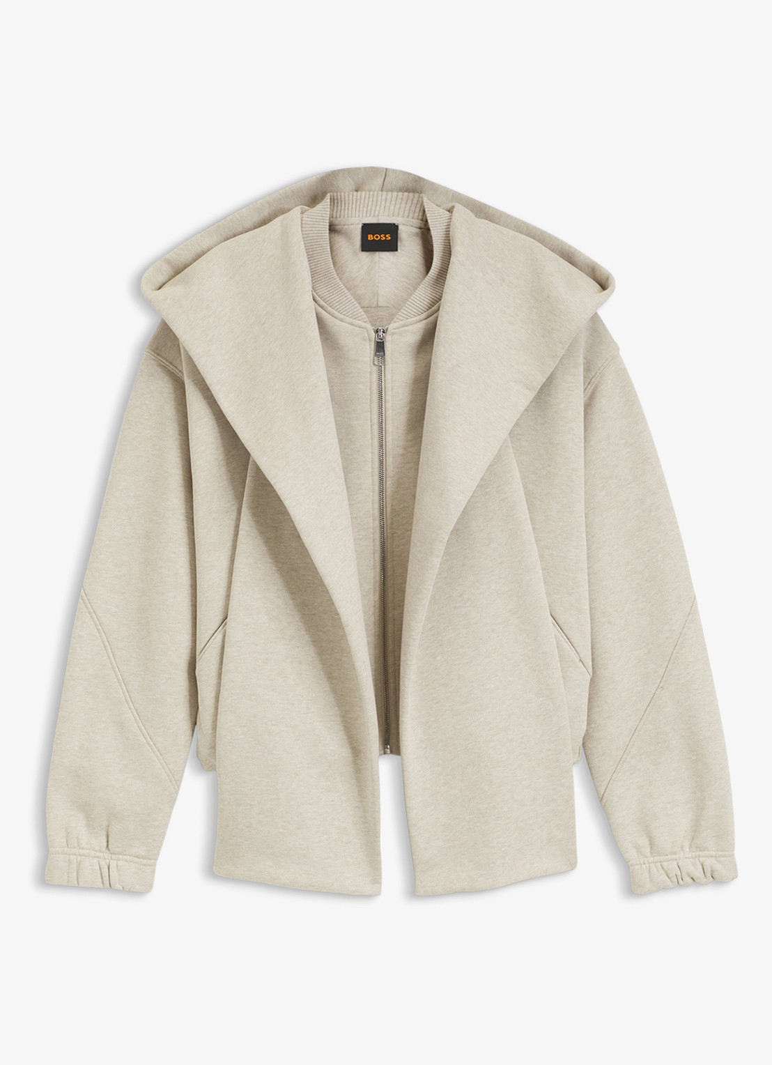 BOSS Sweatvest met ritssluiting - voorkant beige