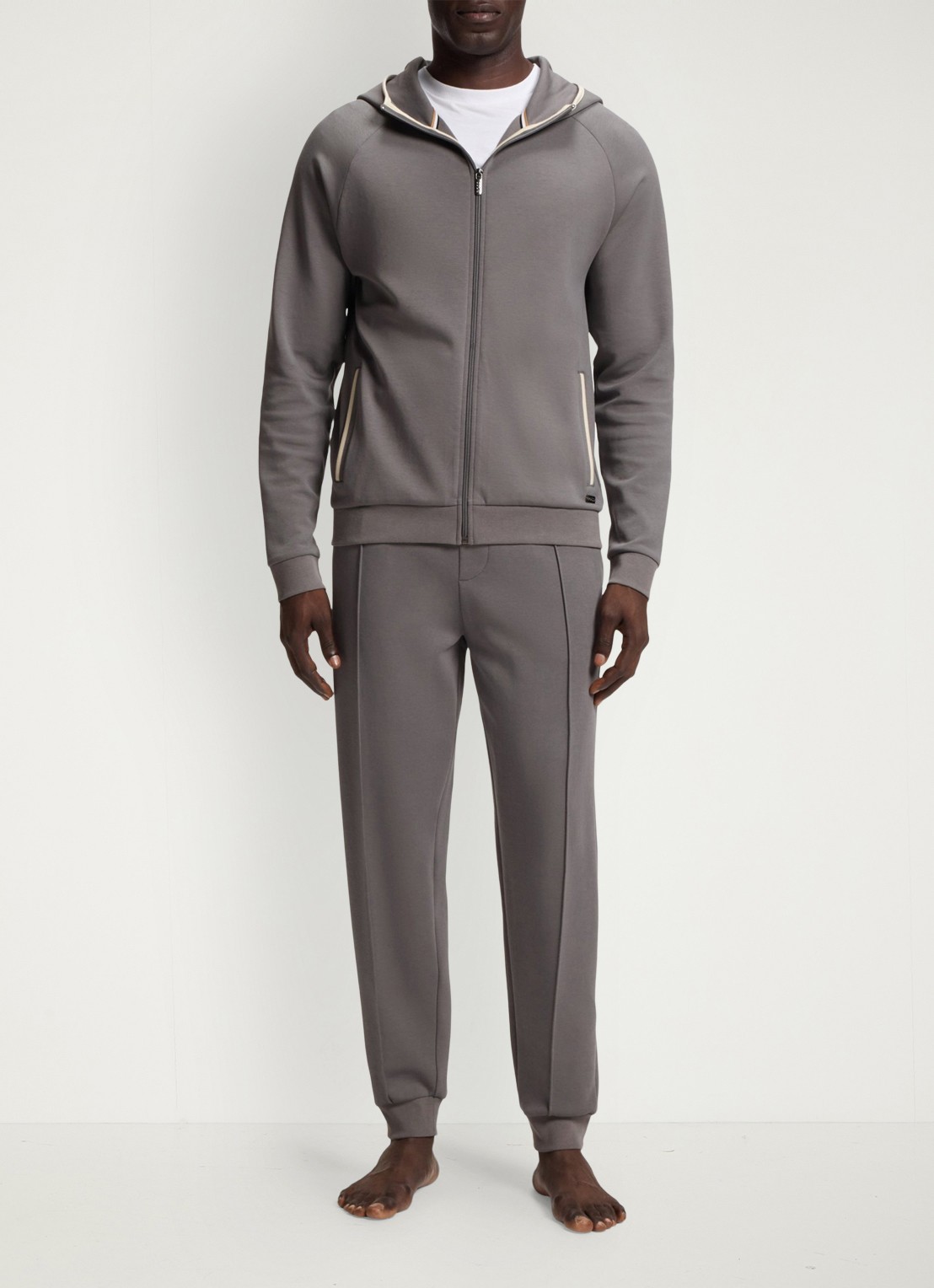 BOSS Sweatvest met steekzakken en capuchon - voorkant 4 donkergrijs