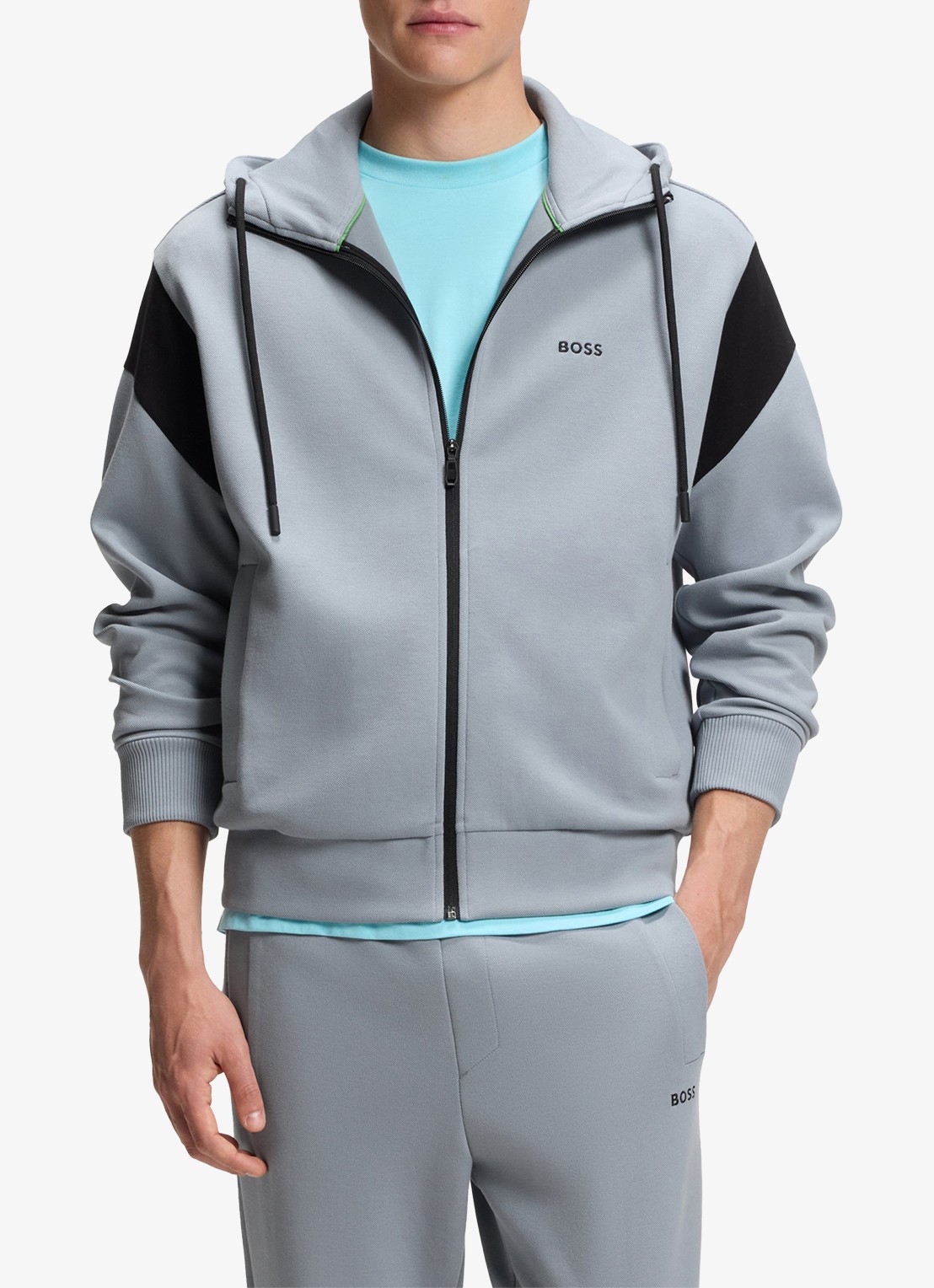 BOSS Sweatvest met steekzakken en capuchon - detail 2 dark grey-026