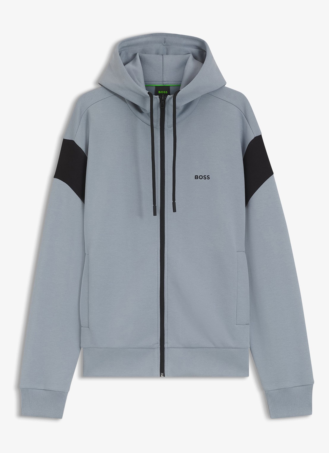 BOSS Sweatvest met steekzakken en capuchon - voorkant 4 dark grey-026