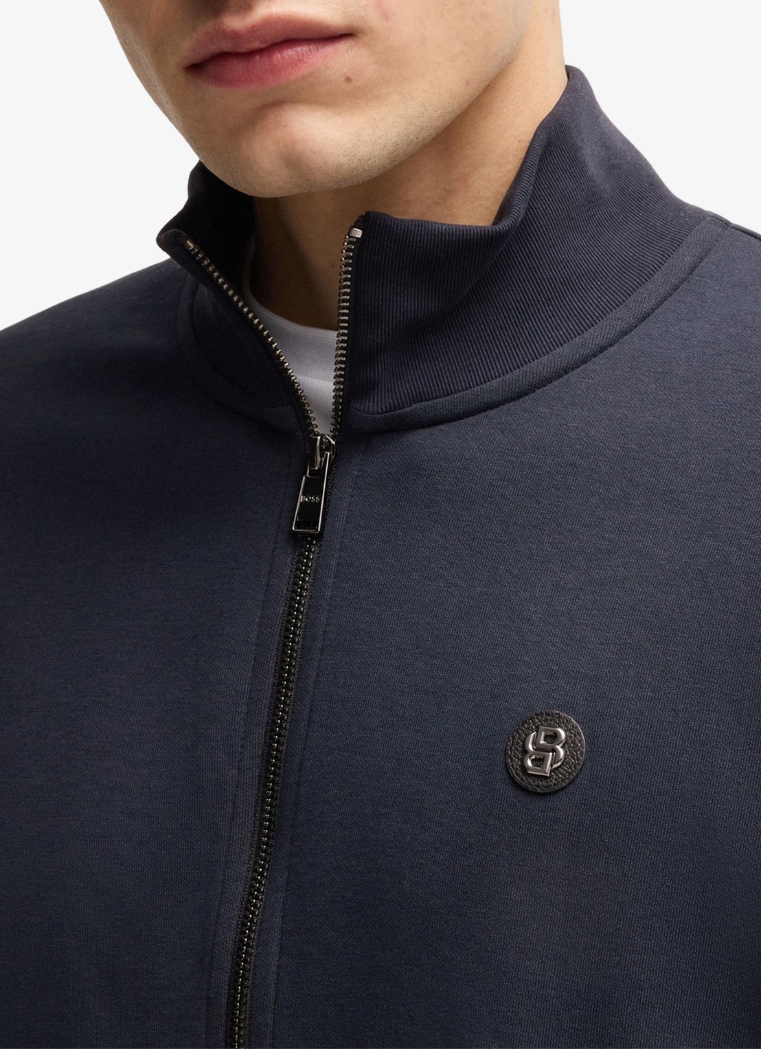 BOSS Sweatvest met steekzakken - detail 2 donkerblauw