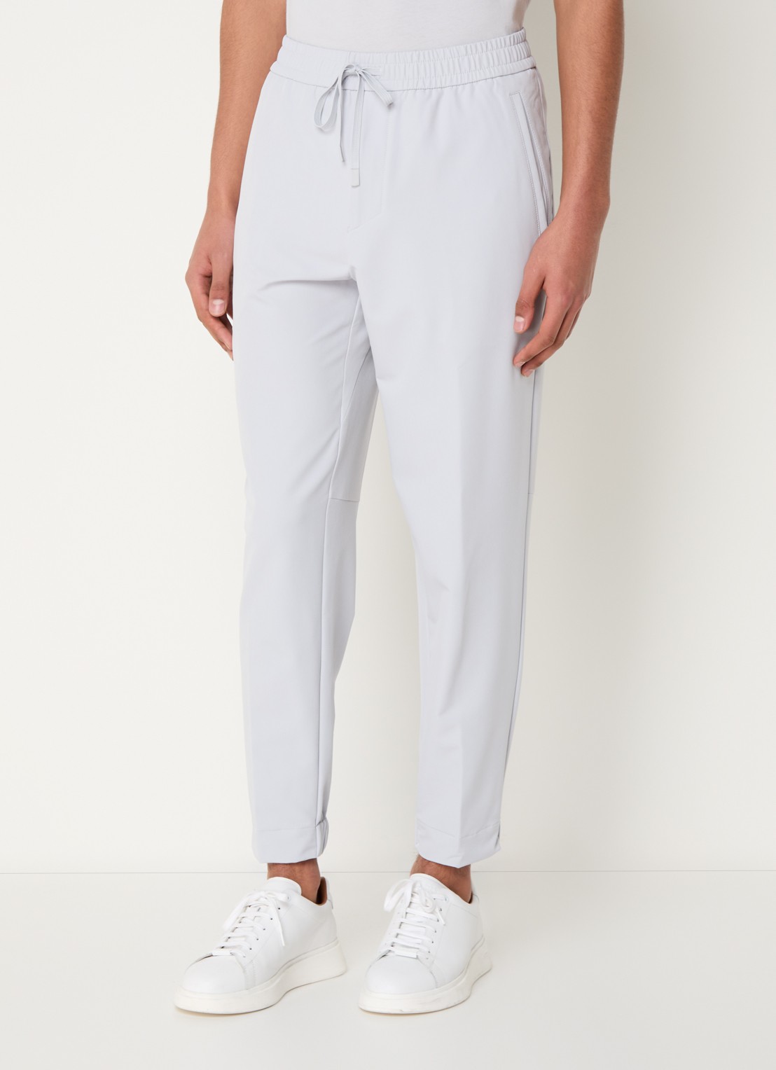 BOSS T_Flex tapered fit joggingbroek met steekzakken - detail 4 lichtgrijs