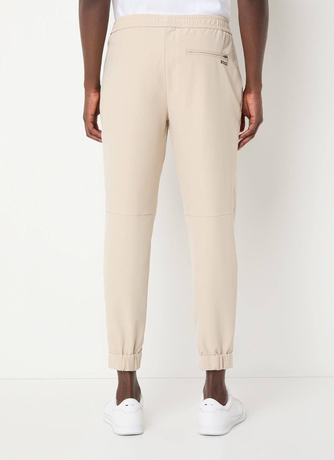 BOSS T_Flex tapered fit joggingbroek met steekzakken - achterkant 5 beige