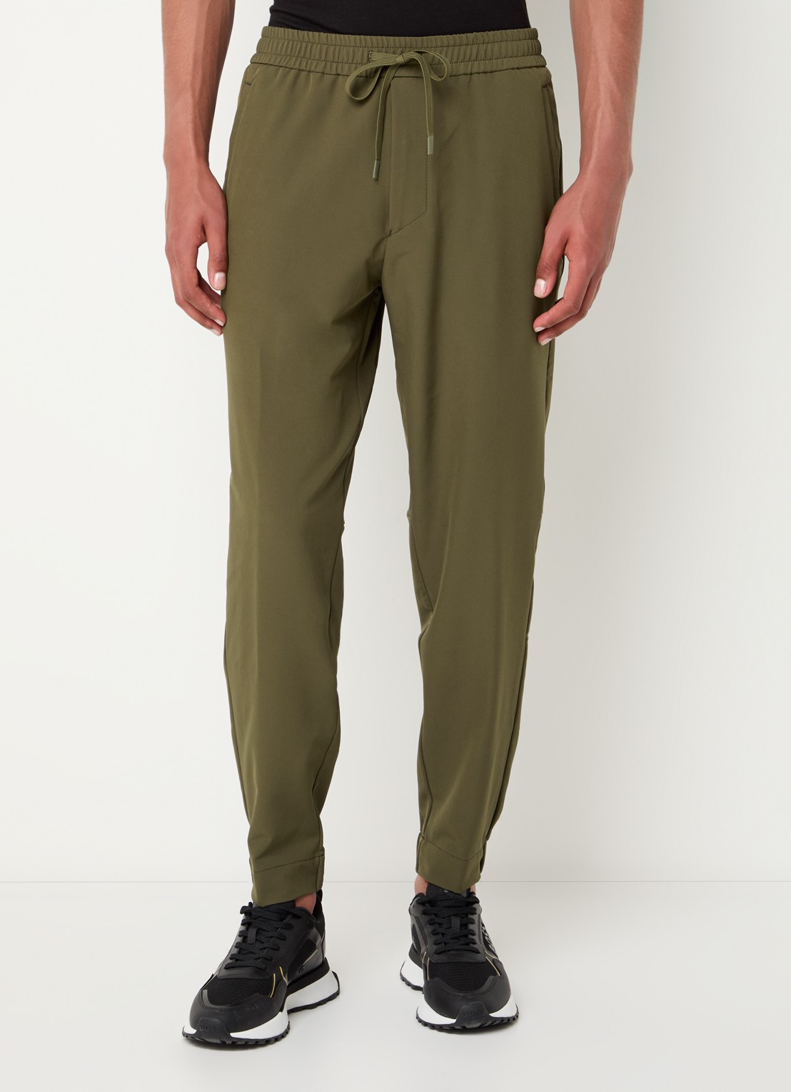 BOSS T_Flex tapered fit joggingbroek met steekzakken - detail 2 legergroen