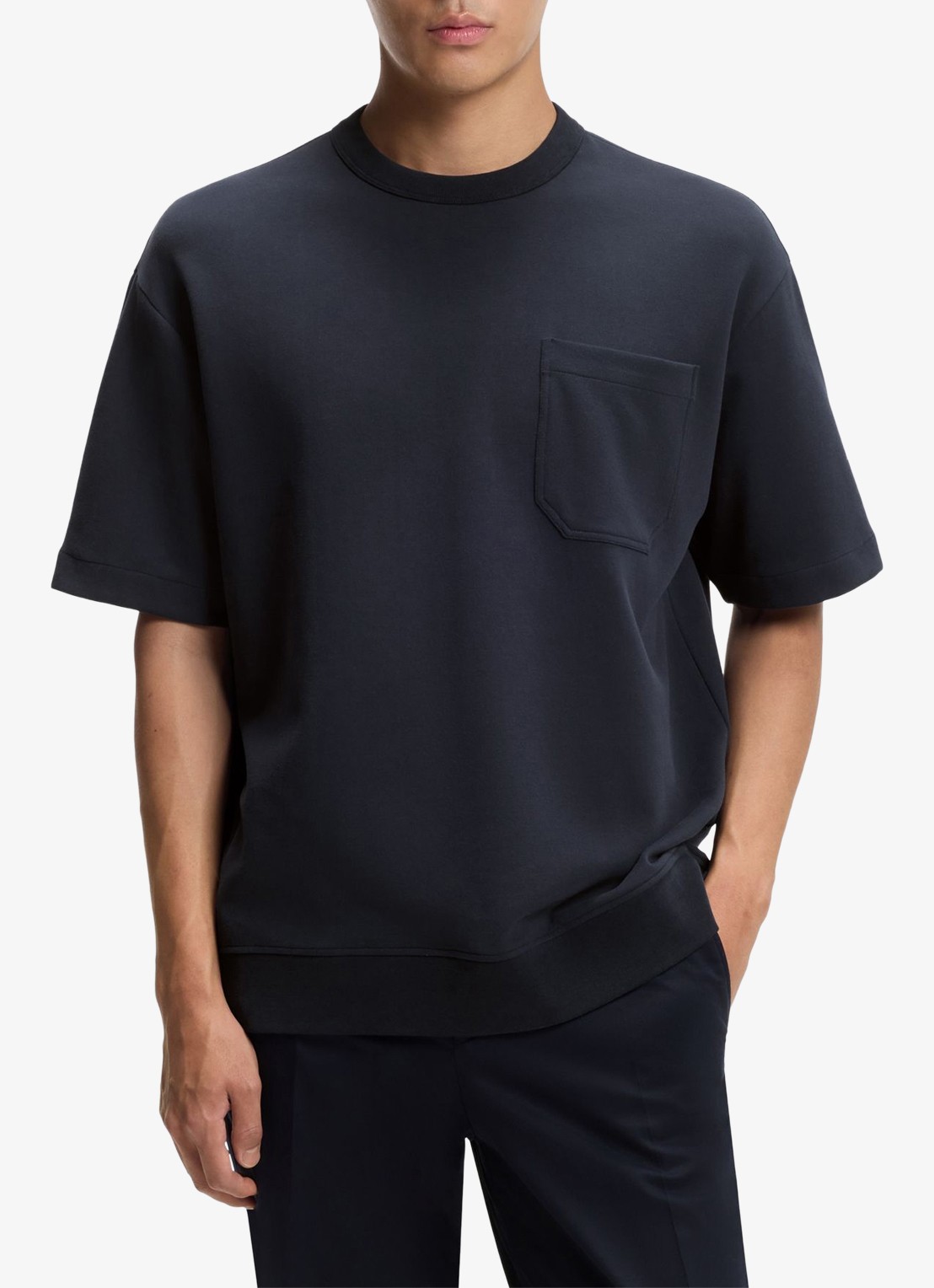 BOSS T-shirt met borstzak - detail blauw
