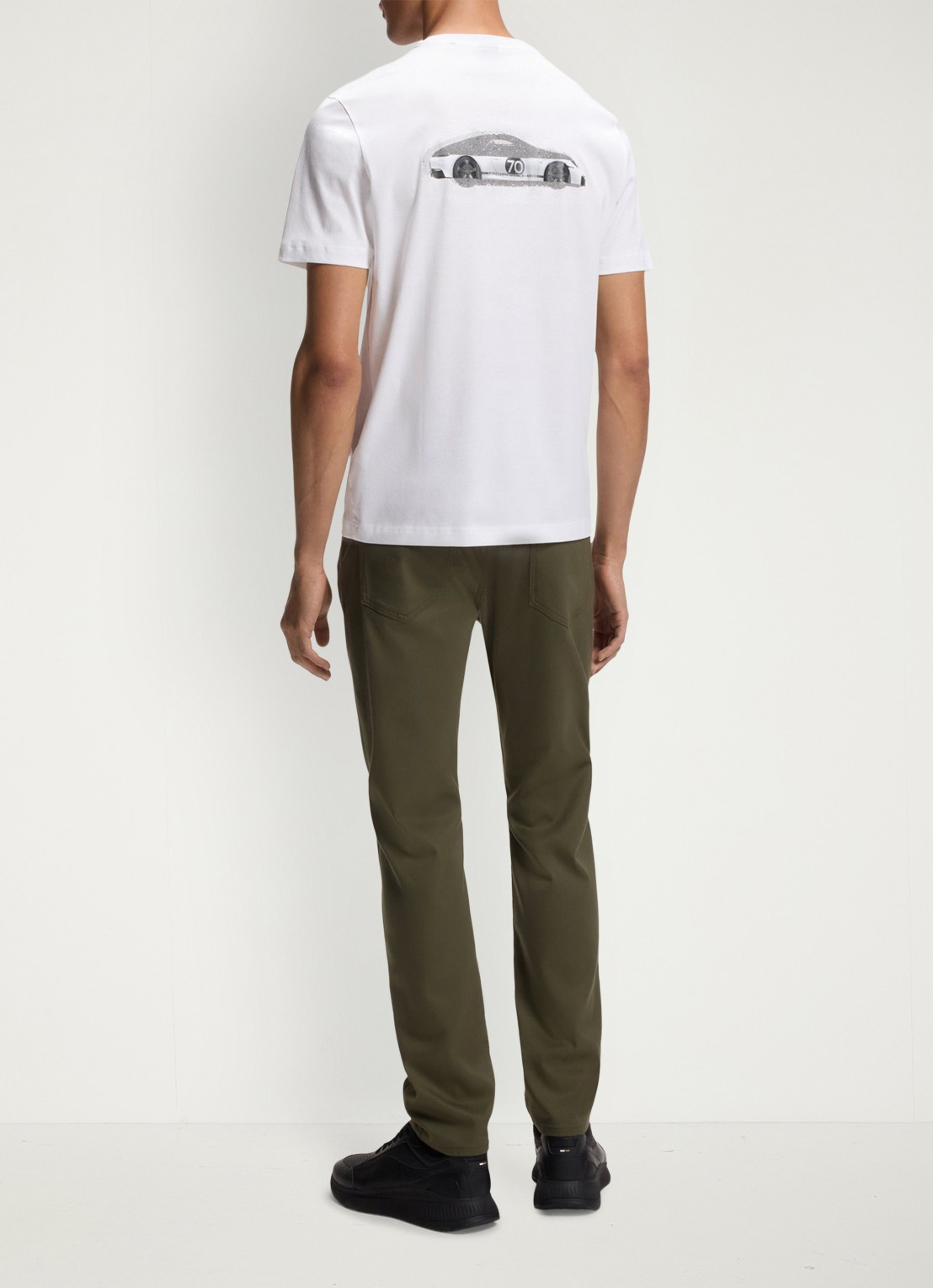 BOSS T-shirt met logo- en backprint - achterkant wit
