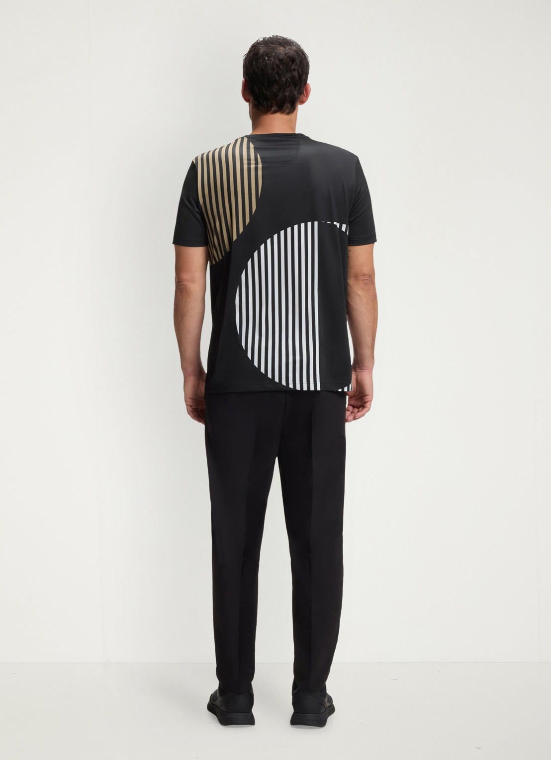 BOSS T-shirt met logo- en backprint - achterkant 3 zwart