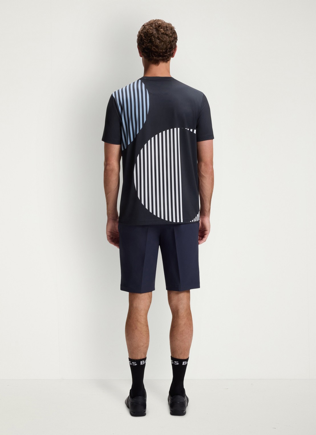 BOSS T-shirt met logo- en backprint - achterkant 3 blauw