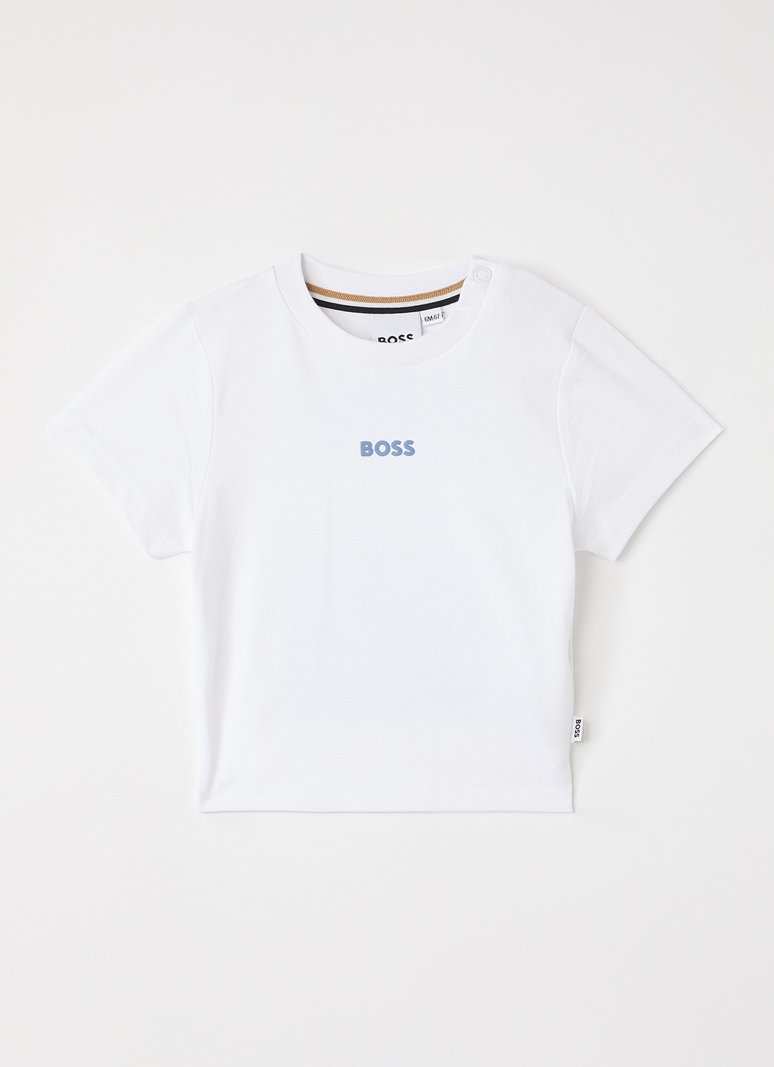 BOSS T-shirt met logo- en backprint - voorkant wit