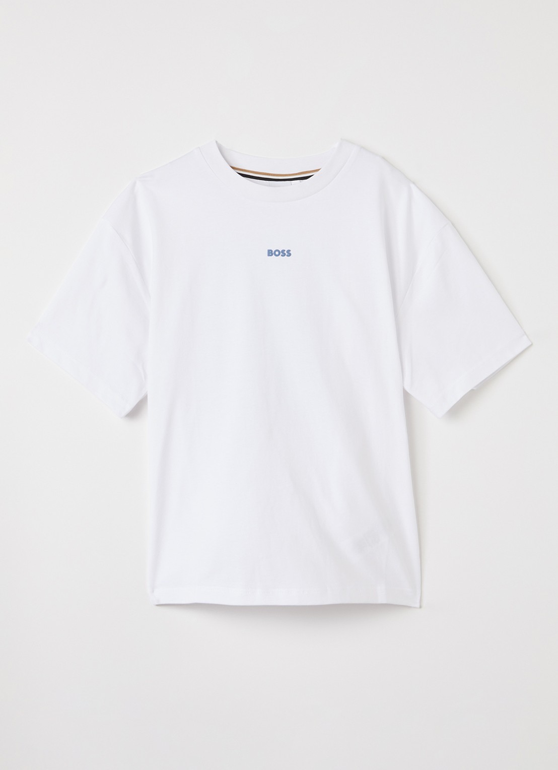 BOSS T-shirt met logo- en backprint - voorkant wit