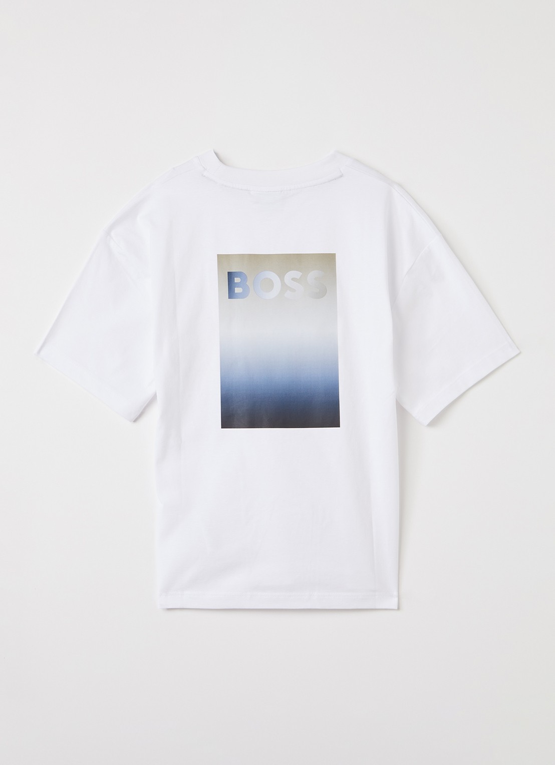 BOSS T-shirt met logo- en backprint - voorkant 2 wit