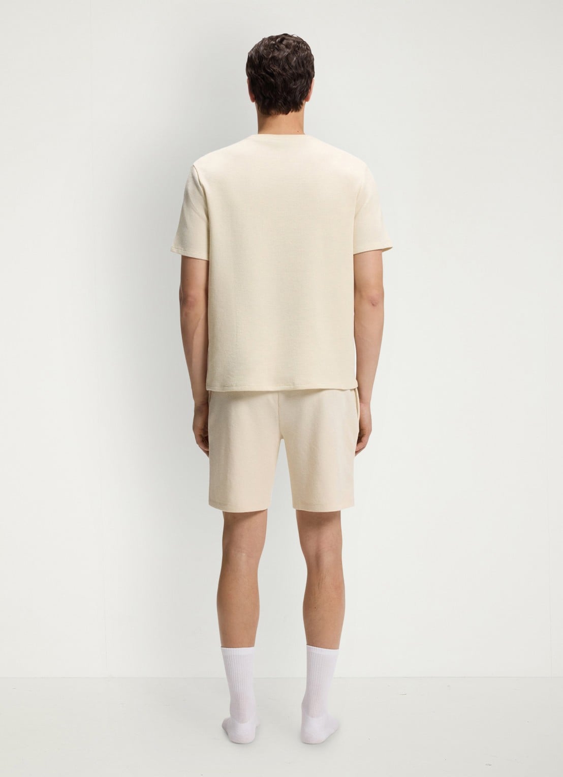 BOSS T-shirt met logo en structuur - achterkant 3 beige