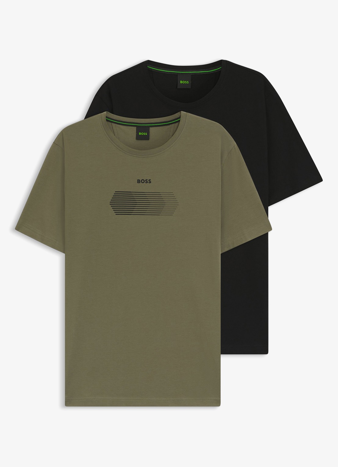 BOSS T-shirt met logo in 2-pack - voorkant 3 legergroen