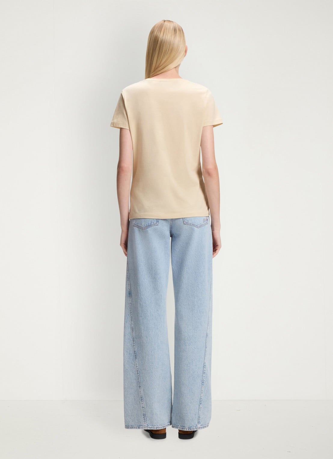 BOSS T-shirt met logo - achterkant 3 light/pastel yellow-742 / beige