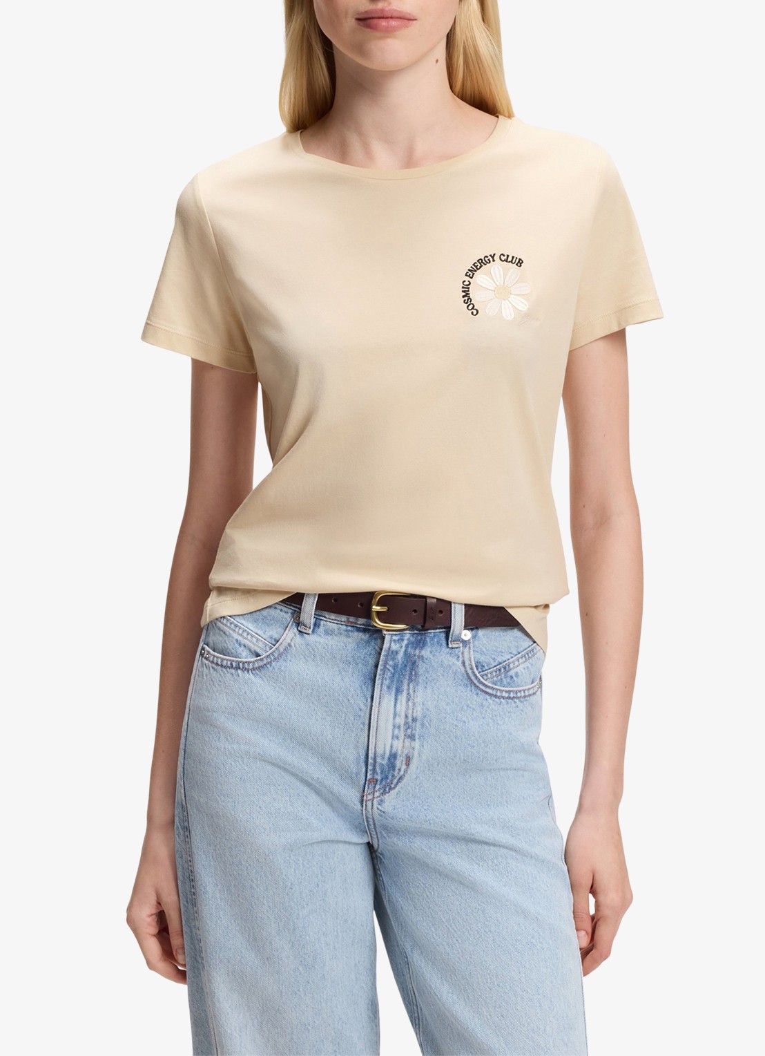 BOSS T-shirt met logo - detail 4 light/pastel yellow-742 / beige