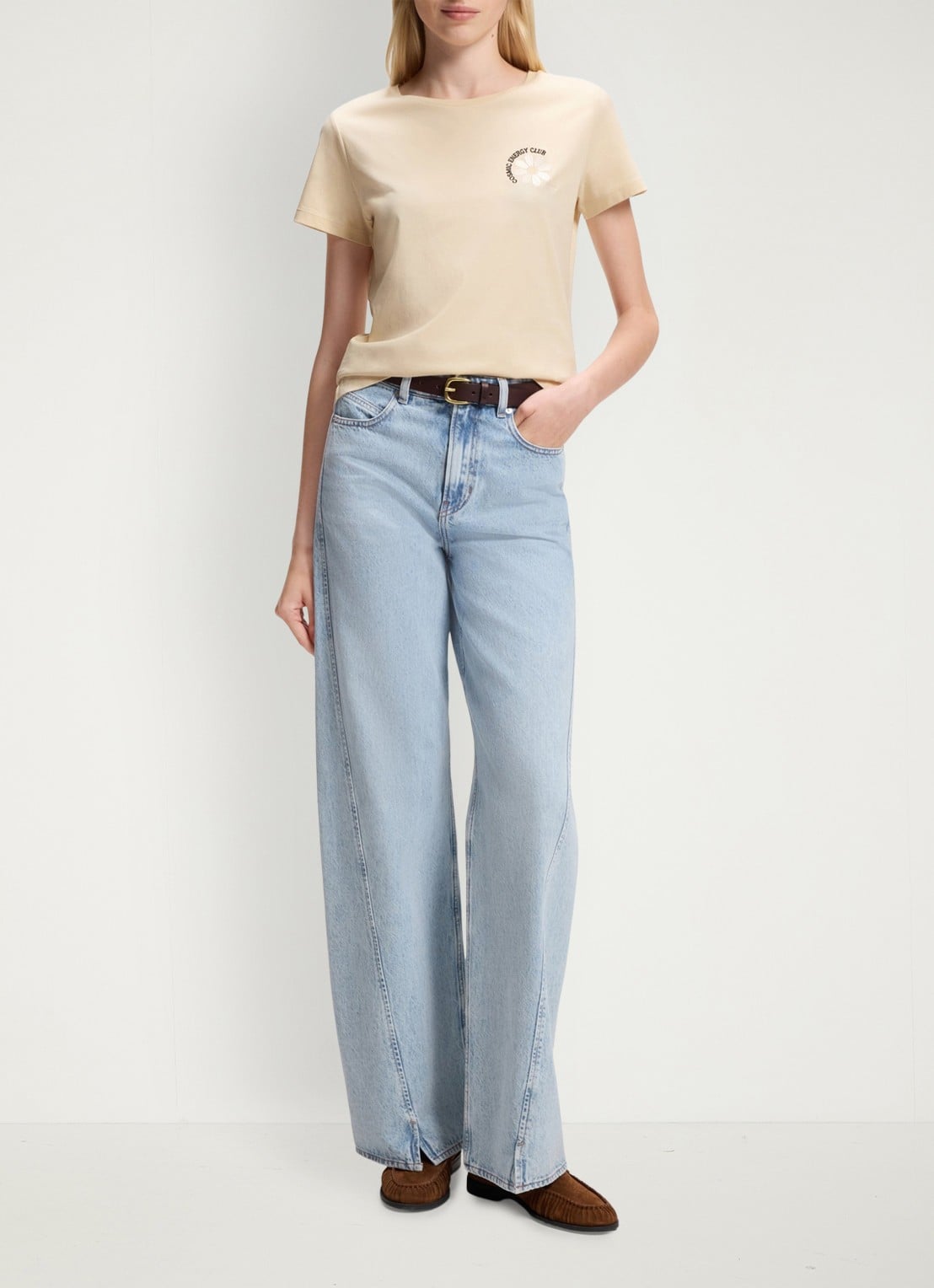 BOSS T-shirt met logo - voorkant light/pastel yellow-742 / beige