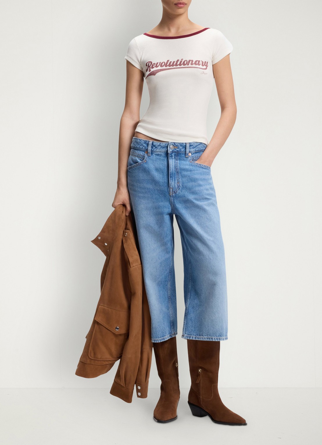 BOSS T-shirt met logo - voorkant 5 creme