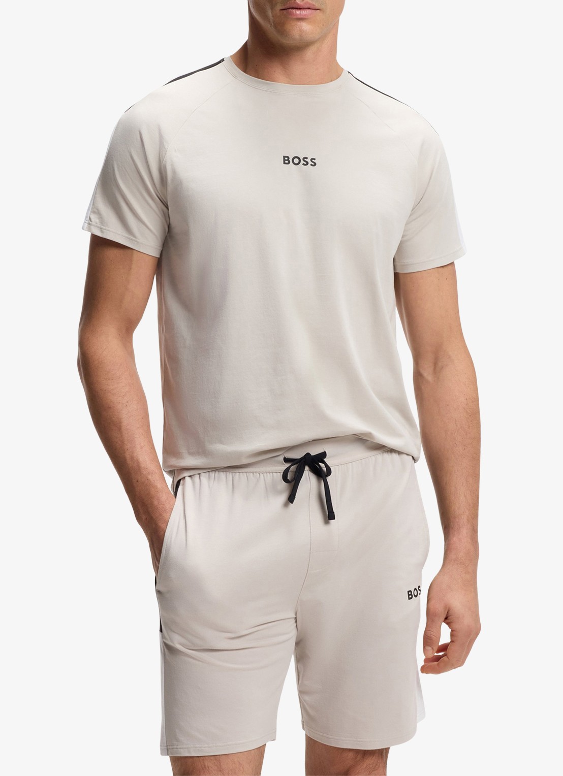 BOSS T-shirt met logo - detail 4 beige