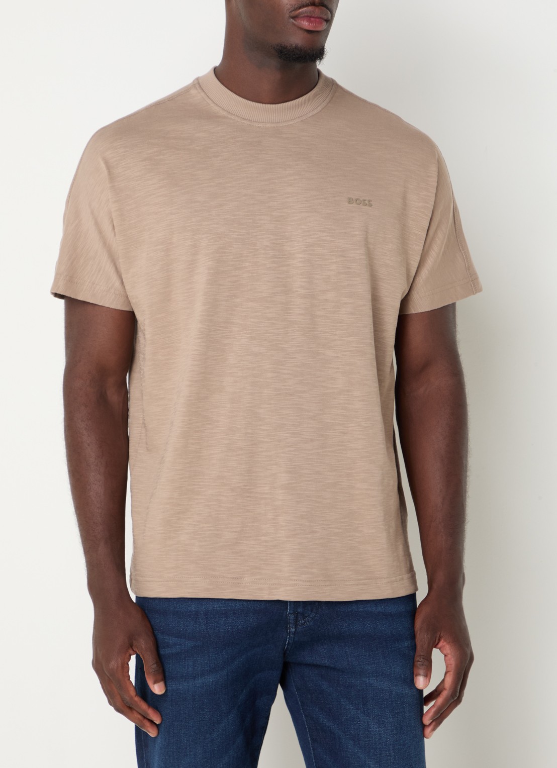 BOSS T-shirt met logo - detail bruin