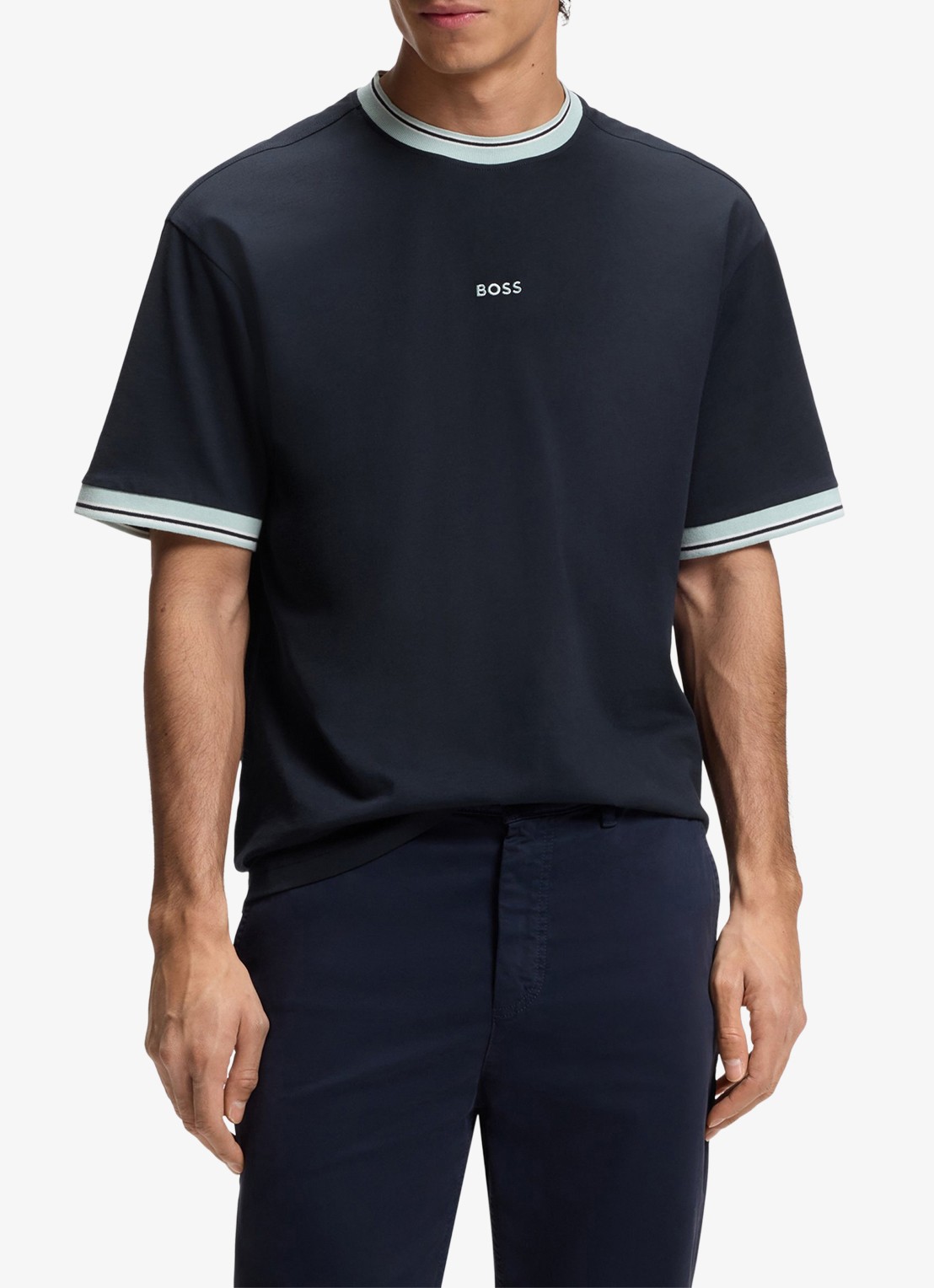 BOSS T-shirt met logo - detail dark blue-404 / blauw