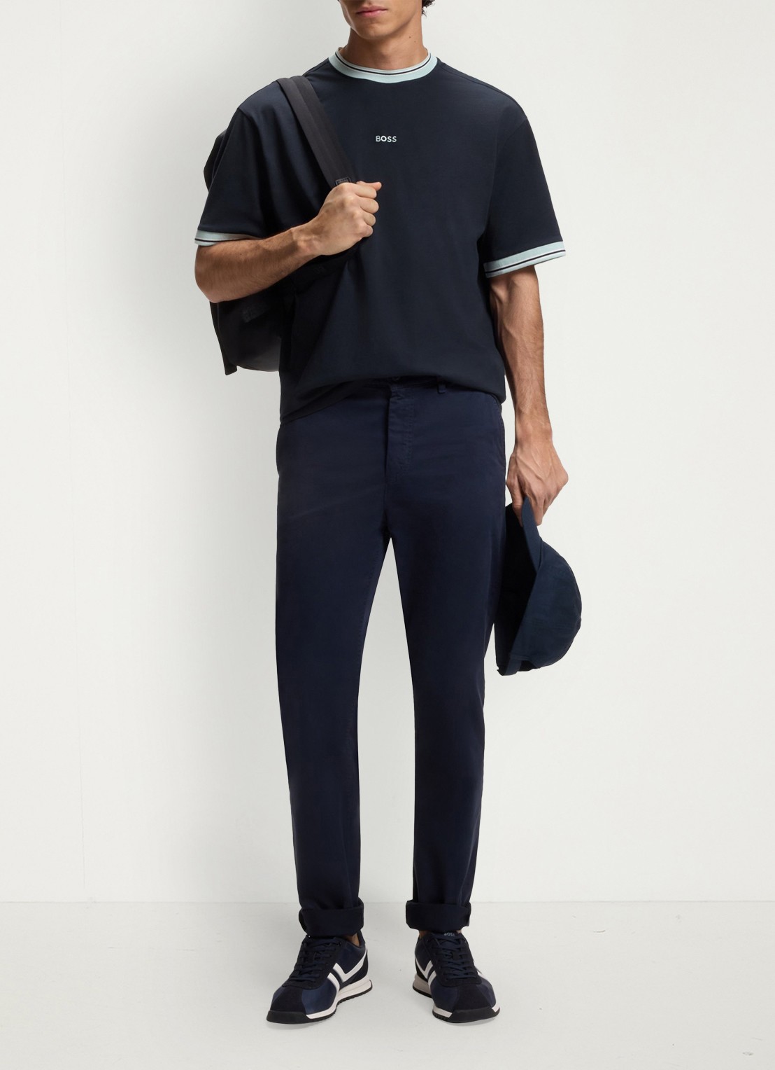 BOSS T-shirt met logo - voorkant 5 dark blue-404 / blauw
