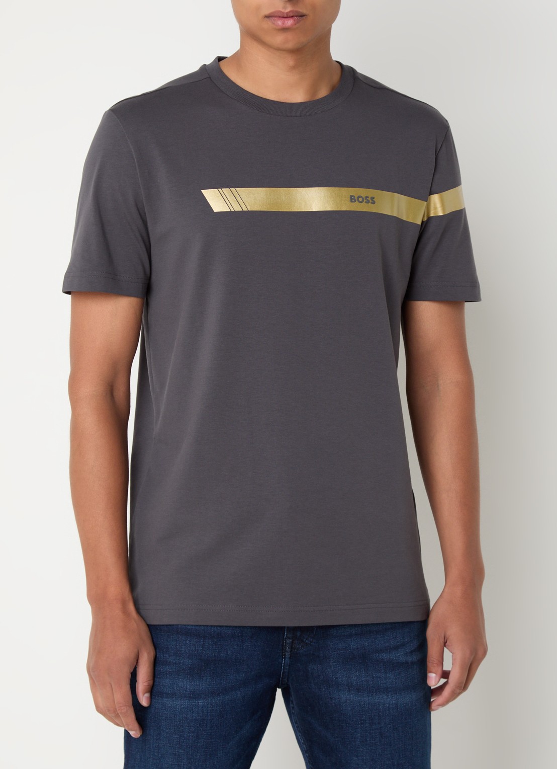BOSS T-shirt met logo - detail 4 antraciet