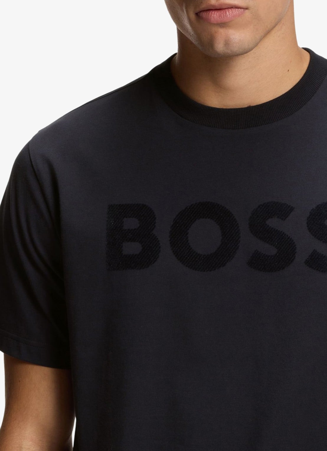 BOSS T-shirt met logo - detail 3 donkerblauw