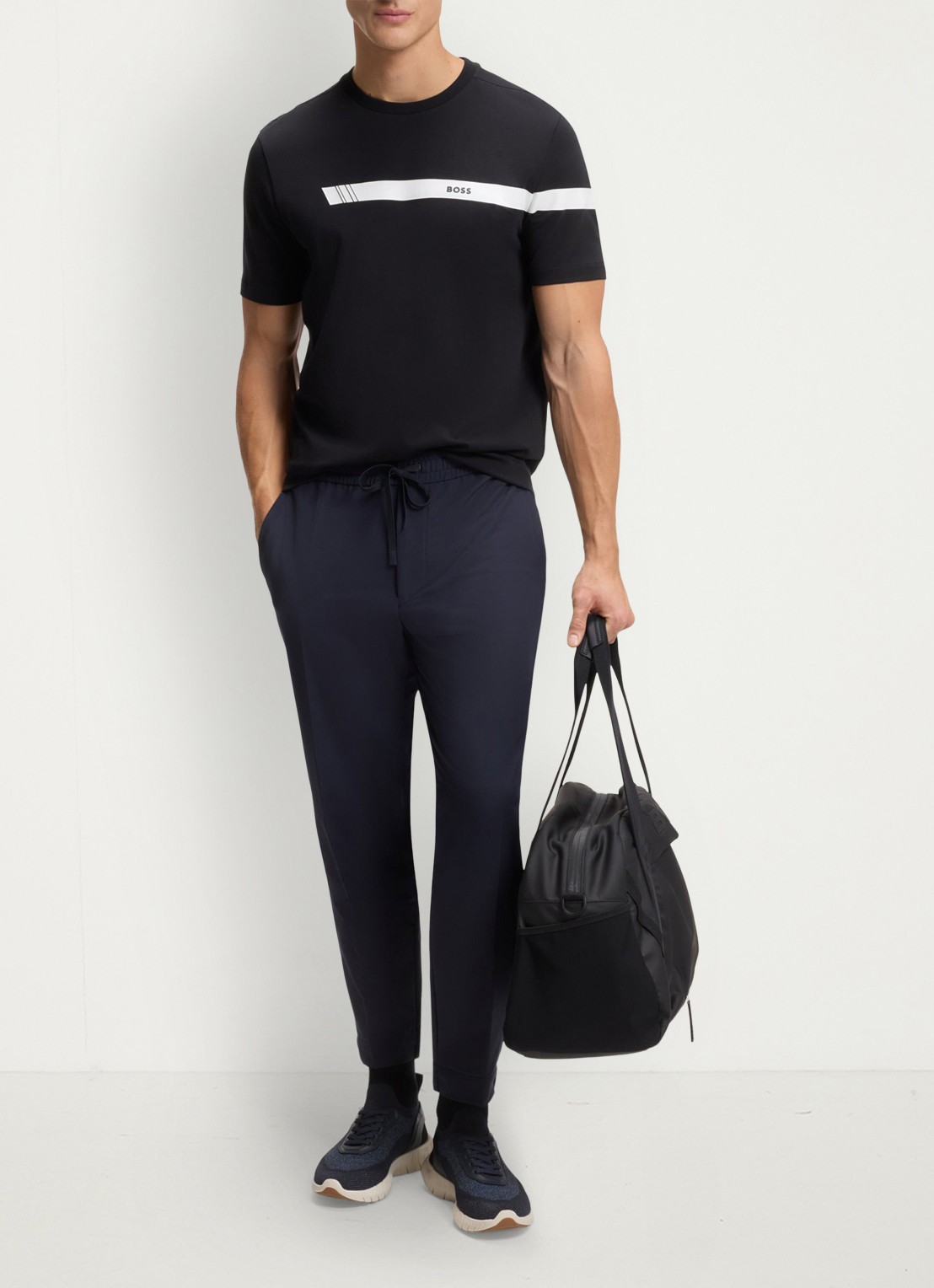 BOSS T-shirt met logo - voorkant 3 donkerblauw