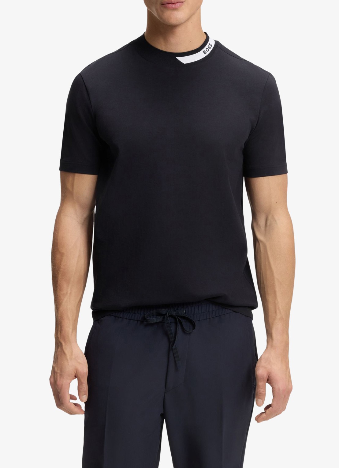 BOSS T-shirt met logo - detail 4 donkerblauw