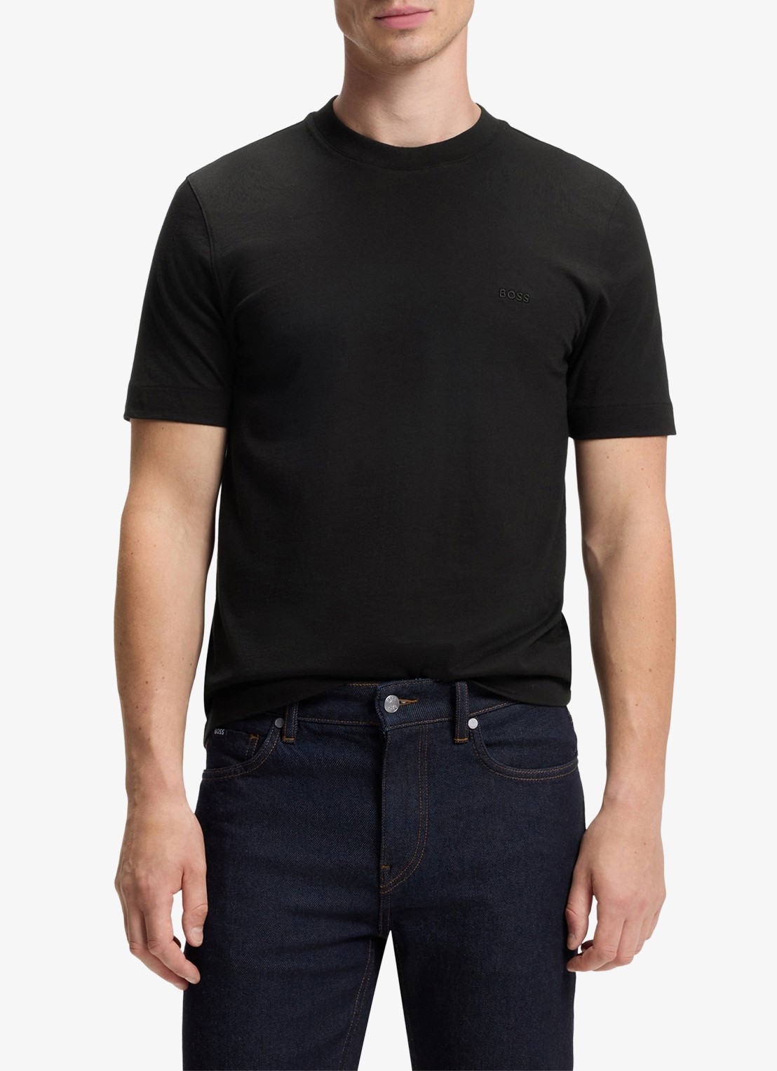 BOSS T-shirt met logo - detail zwart