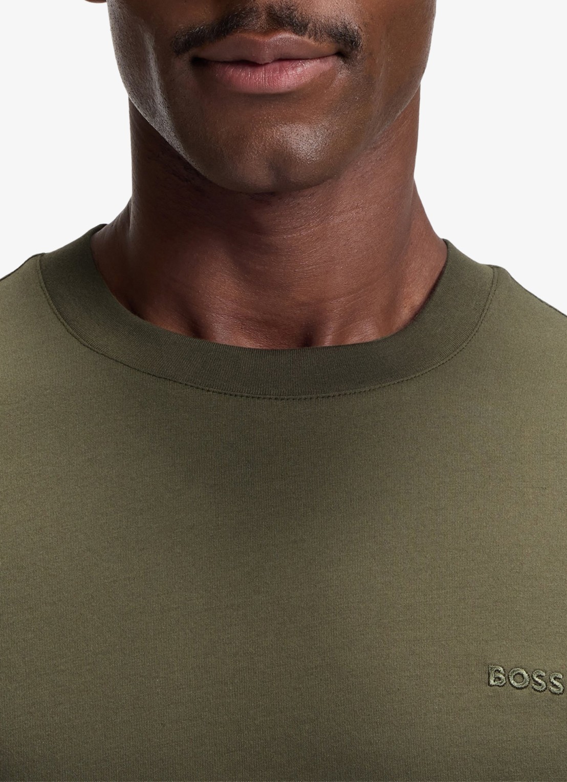 BOSS T-shirt met logo - detail 2 legergroen