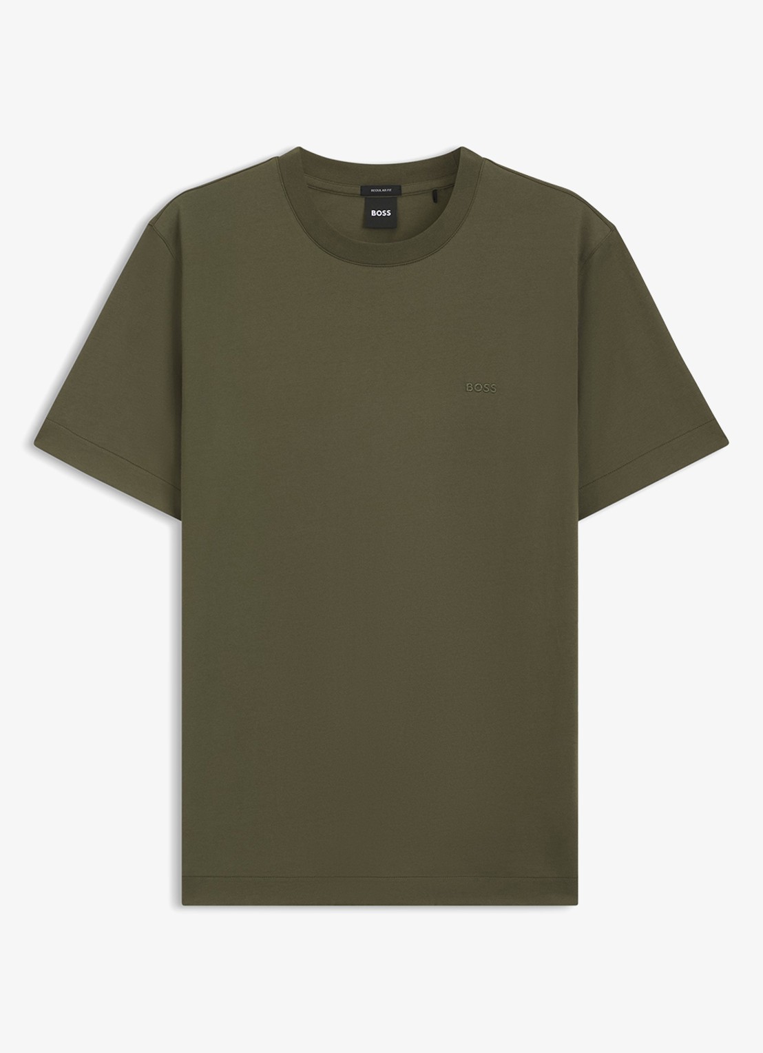 BOSS T-shirt met logo - voorkant 4 legergroen