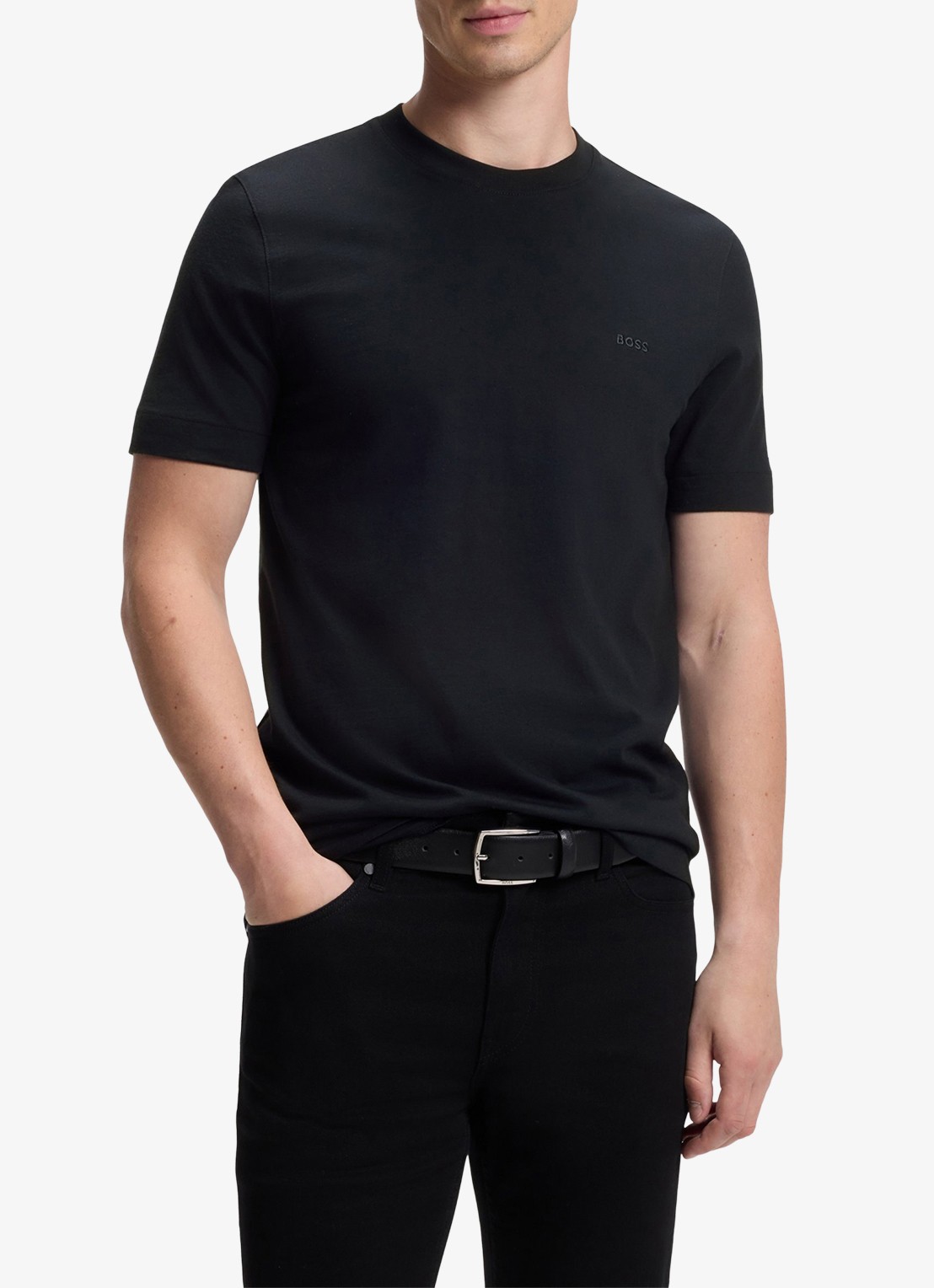 BOSS T-shirt met logo - detail 3 blauw