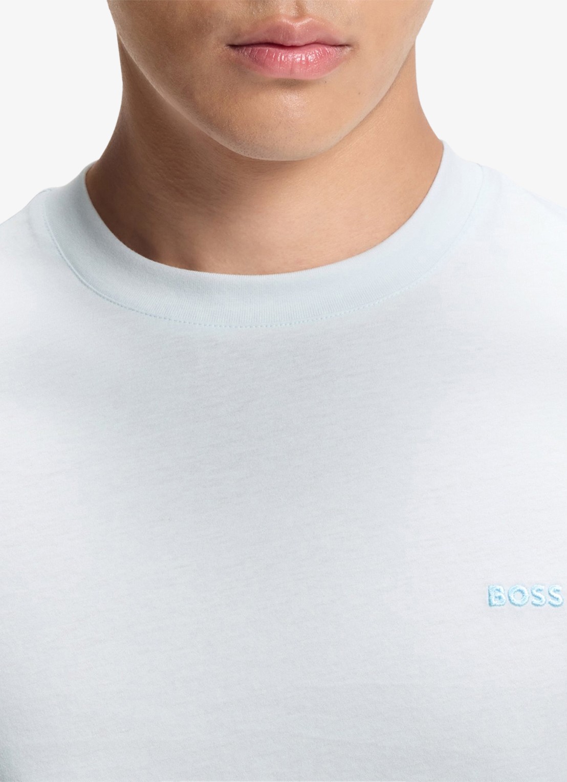 BOSS T-shirt met logo - detail 4 lichtblauw