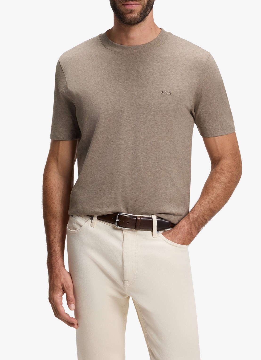 BOSS T-shirt met logo - detail 2 open brown-240 / bruin