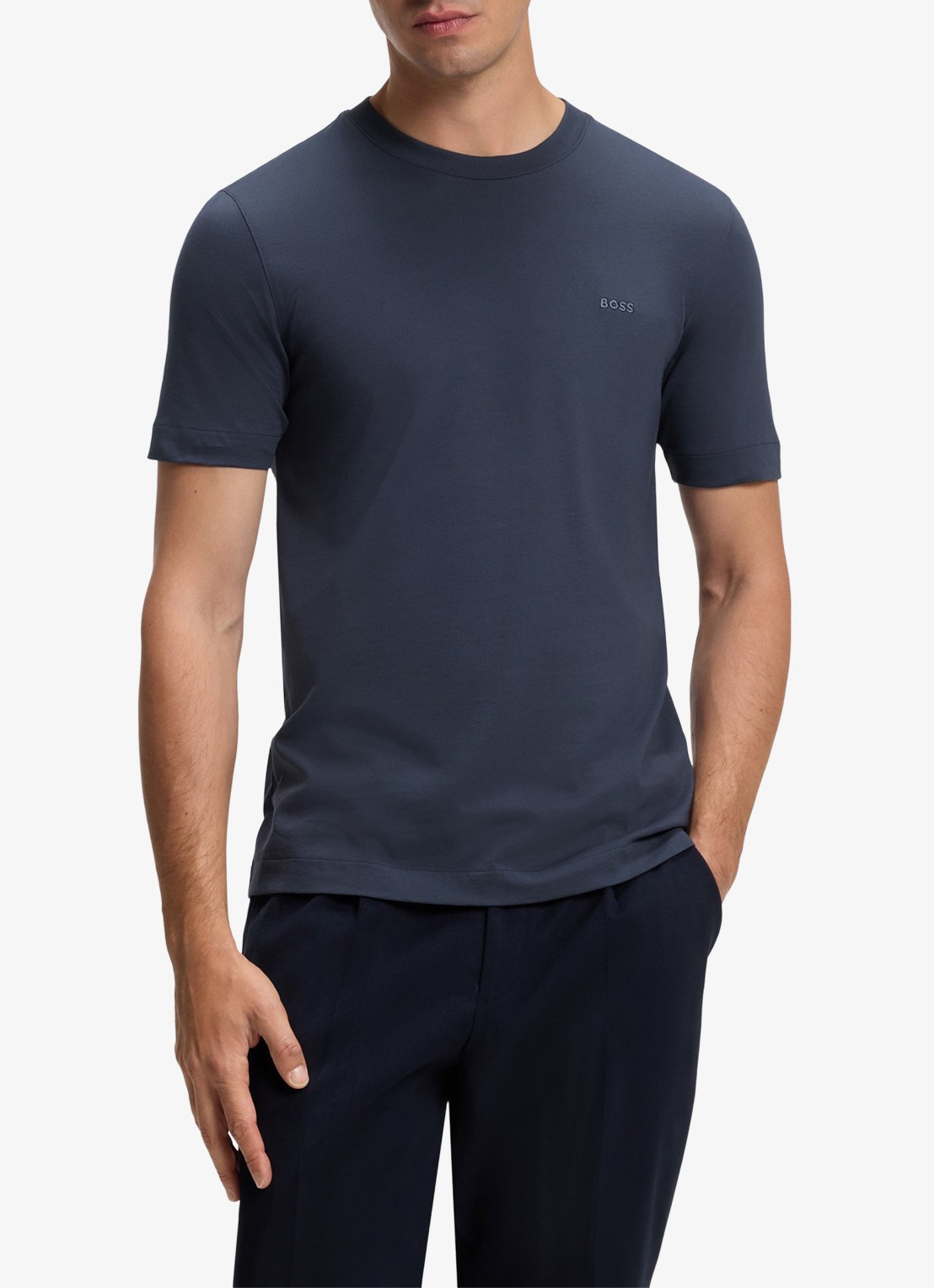 BOSS T-shirt met logo - detail open blue-479 / blauw