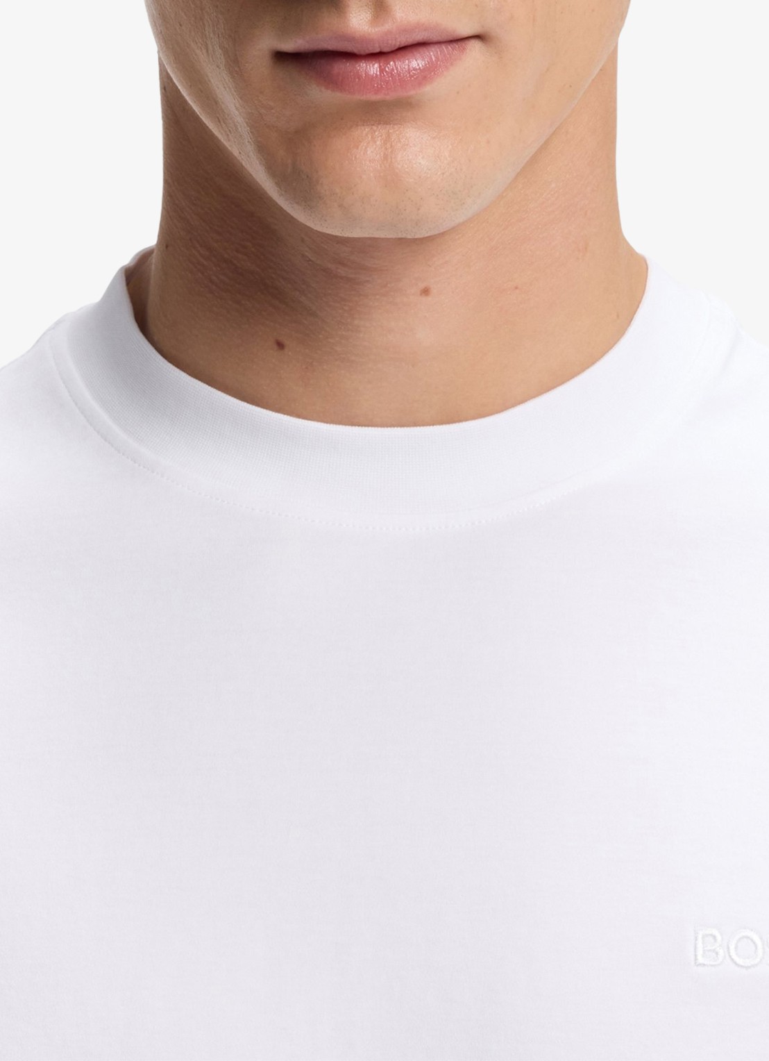 BOSS T-shirt met logoborduring  - detail 2 wit