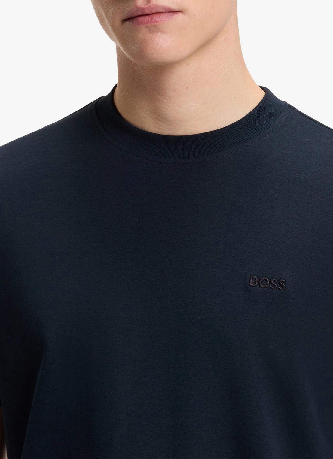 BOSS T-shirt met logoborduring  - detail 5 blauw