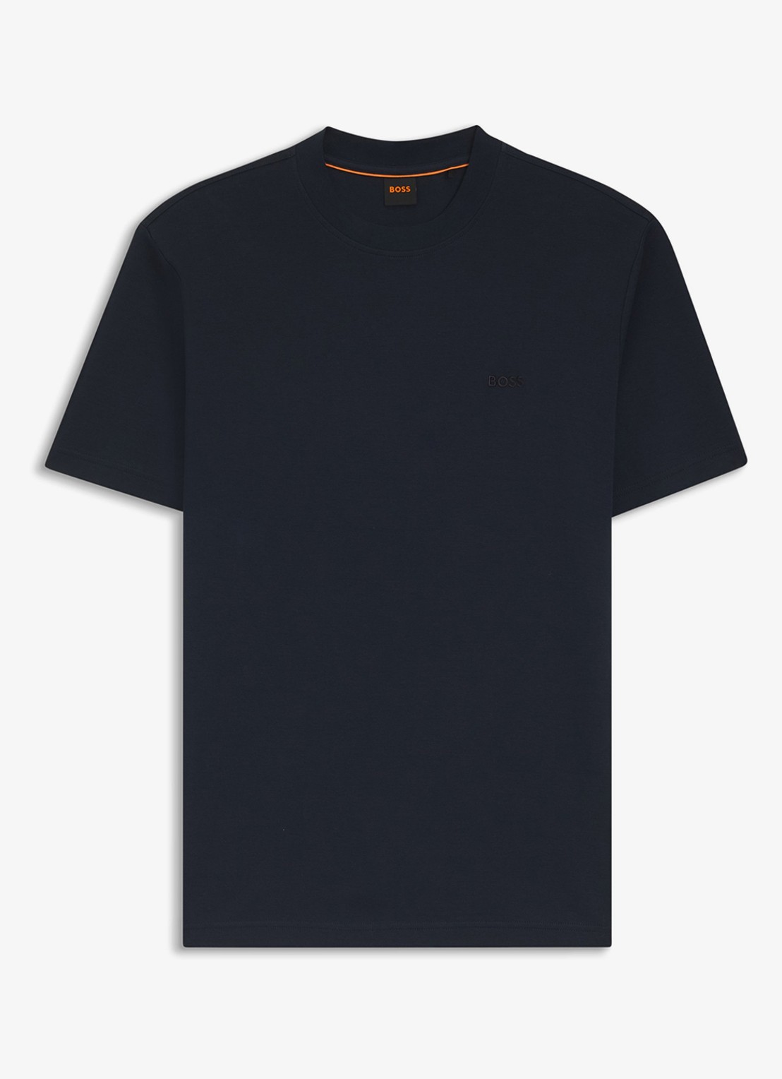 BOSS T-shirt met logoborduring  - voorkant blauw