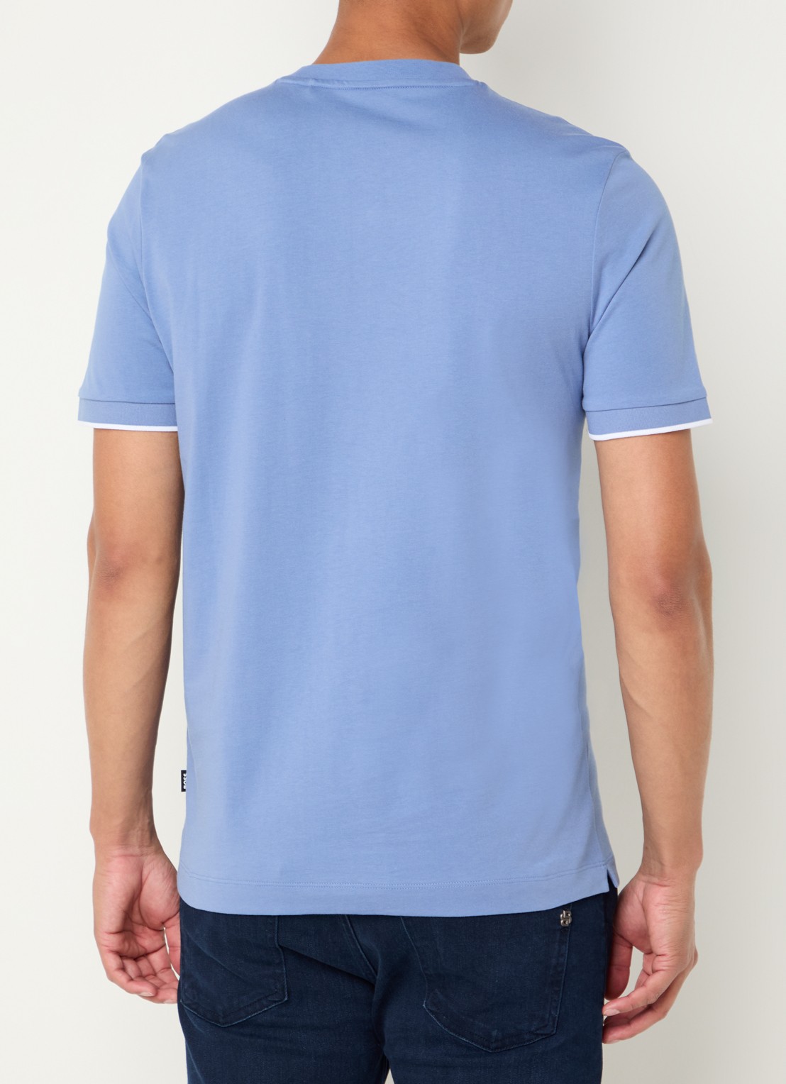 BOSS T-shirt met logoborduring - achterkant 2 light/pastel blue-459 / blauw