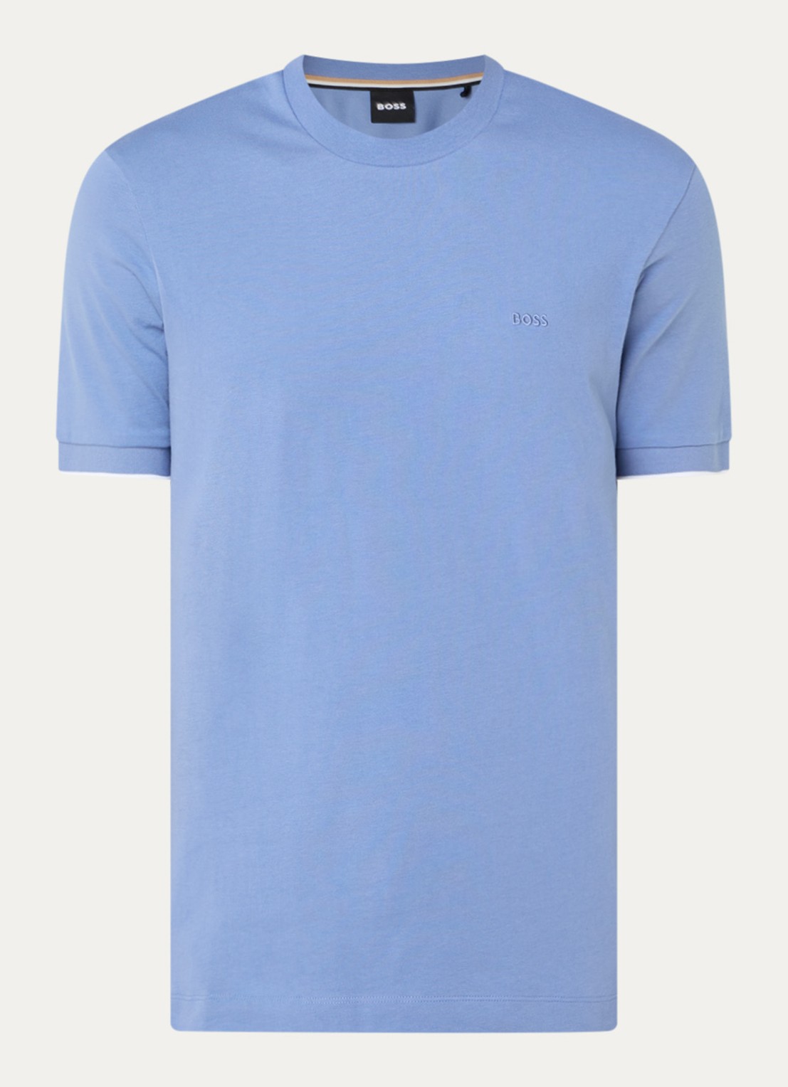 BOSS T-shirt met logoborduring - voorkant 3 light/pastel blue-459 / blauw